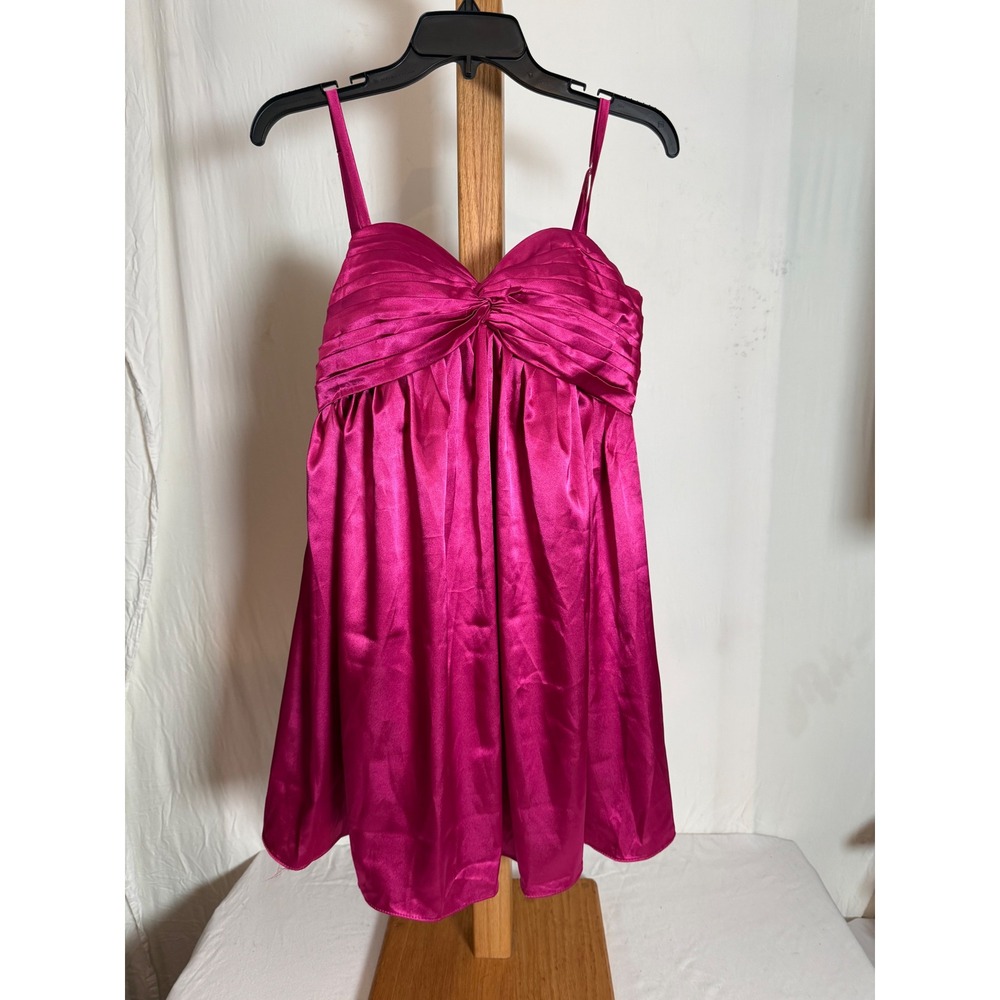 Weinaze Hot Pink Satin Mini Dress Lace Up Corset Back Cocktail Homecoming Size 4